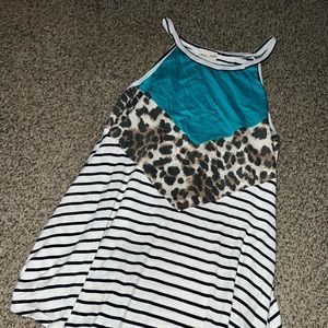 Super cute EUC tank cheetah teal stripes